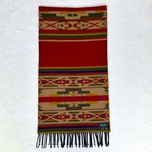 United Colors Of Benetton Red and Tan Geometric Scarf
